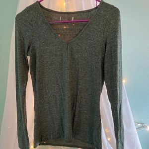 Green Long Sleeve Cross-String Top